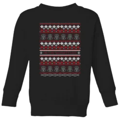 Star Wars On The Naughty List Pattern Kids Christmas Jumper - Black