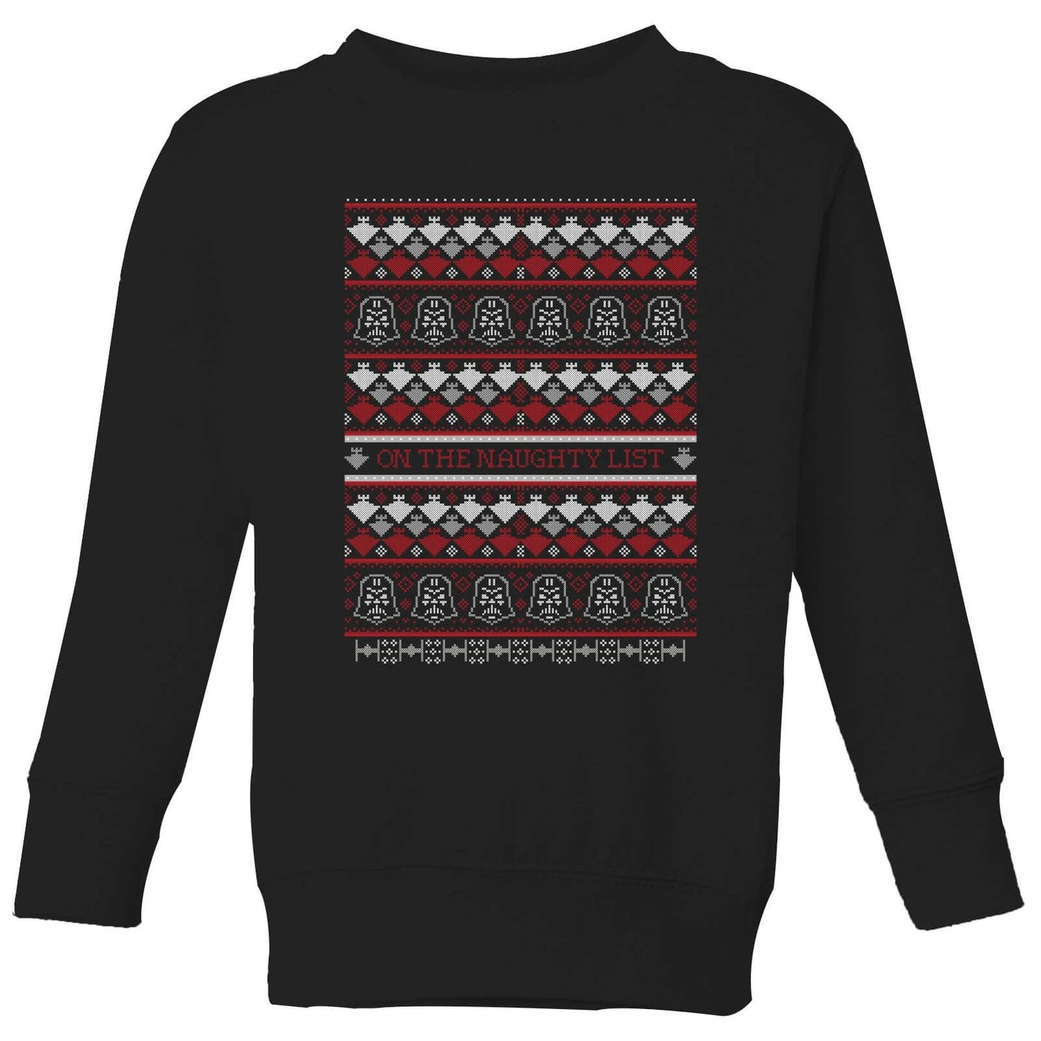 Star Wars On The Naughty List Pattern Kids Christmas Jumper - Black 3 Star Wars On The Naughty List Pattern Kids Christmas Jumper - Black