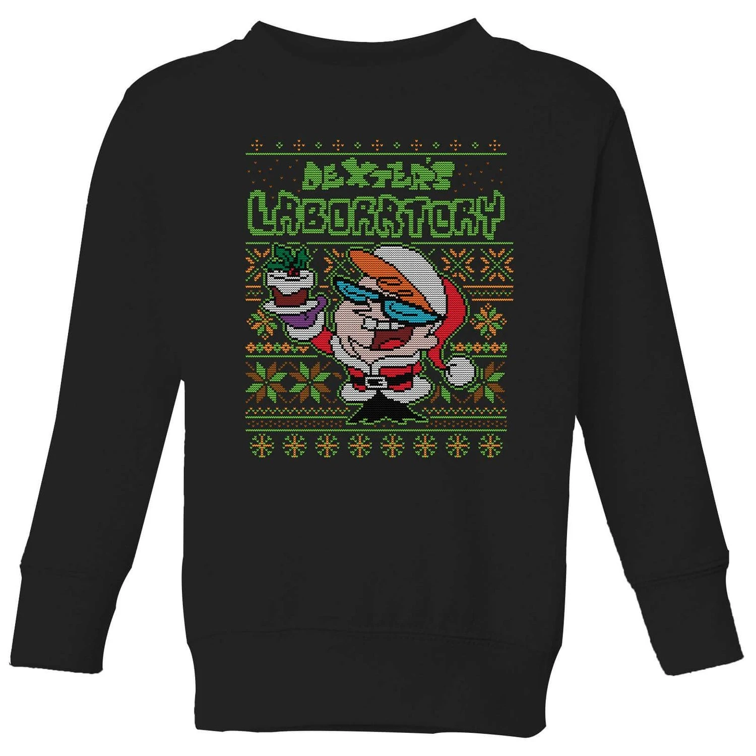 Cartoon Network Dexter's Lab Pattern Kids' Christmas Jumper - Black 3 Cartoon Network Dexter's Lab Pattern Kids' Christmas Jumper - Black