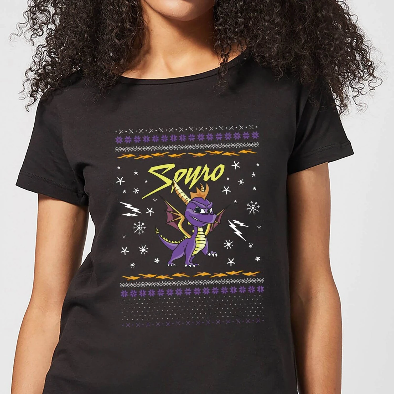 Spyro Knit Women's Christmas T-Shirt - Black 3 Spyro Knit Women's Christmas T-Shirt - Black