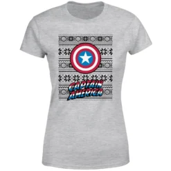 Marvel Captain America Women's Christmas T-Shirt - Grey 11 Marvel Captain America Women's Christmas T-Shirt - Grey -Christmas Clothes Store 11963172 4154627061674890