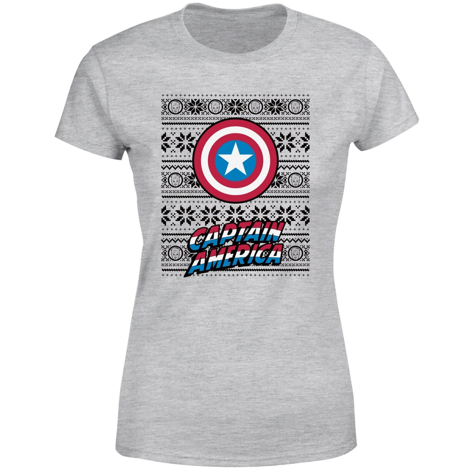 Marvel Captain America Women's Christmas T-Shirt - Grey 7 Marvel Captain America Women's Christmas T-Shirt - Grey - Image 5