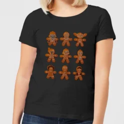 Star Wars Gingerbread Characters Women's Christmas T-Shirt - Black