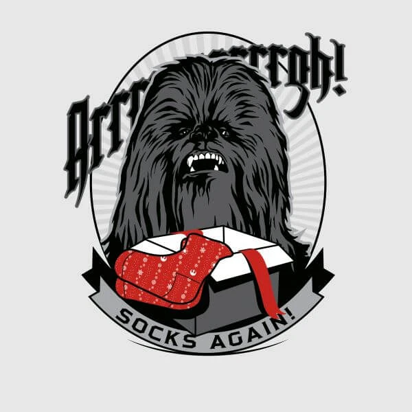 Star Wars Chewbacca Arrrrgh Socks Again Women's Christmas T-Shirt - Grey 4 Star Wars Chewbacca Arrrrgh Socks Again Women's Christmas T-Shirt - Grey - Image 2