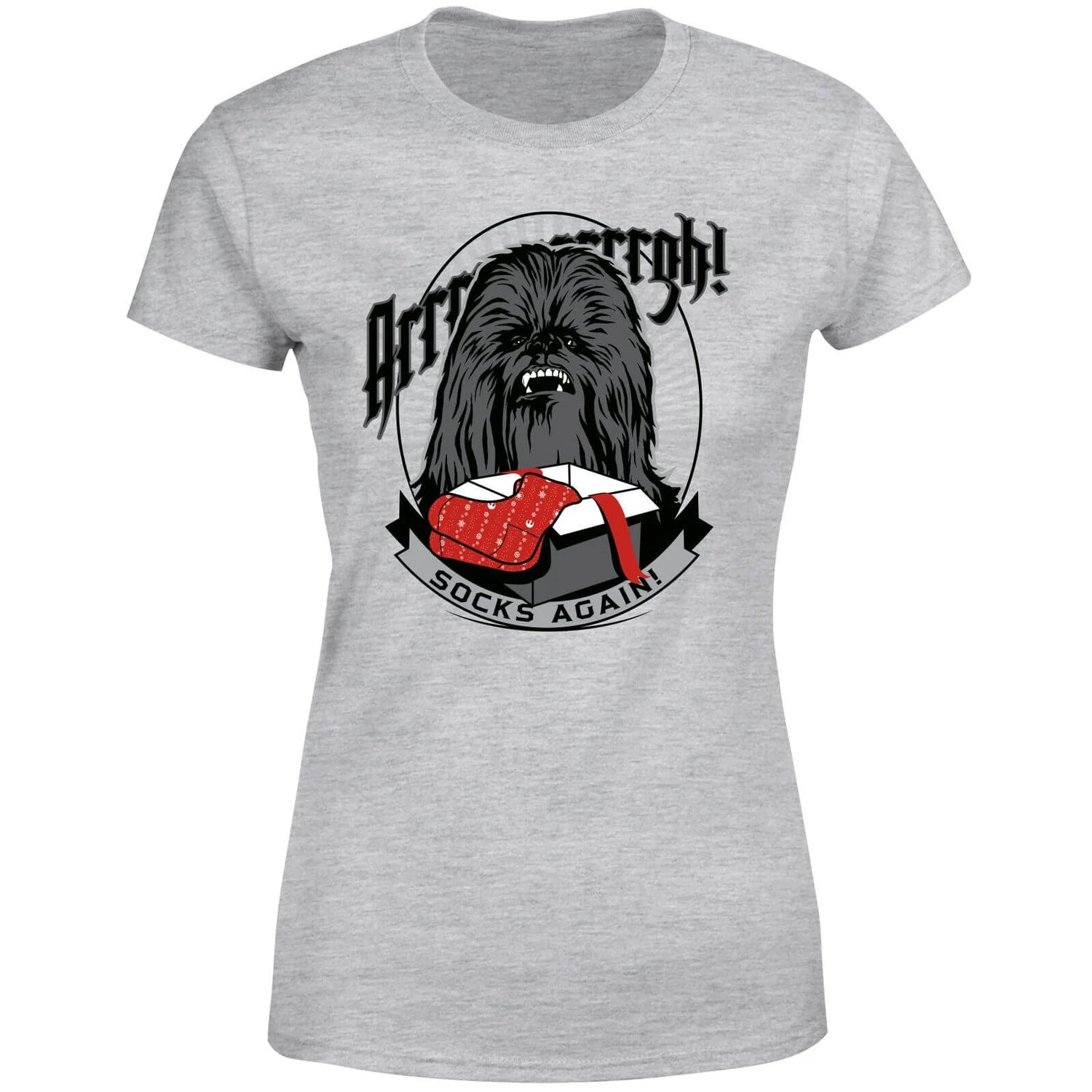 Star Wars Chewbacca Arrrrgh Socks Again Women's Christmas T-Shirt - Grey 7 Star Wars Chewbacca Arrrrgh Socks Again Women's Christmas T-Shirt - Grey - Image 5