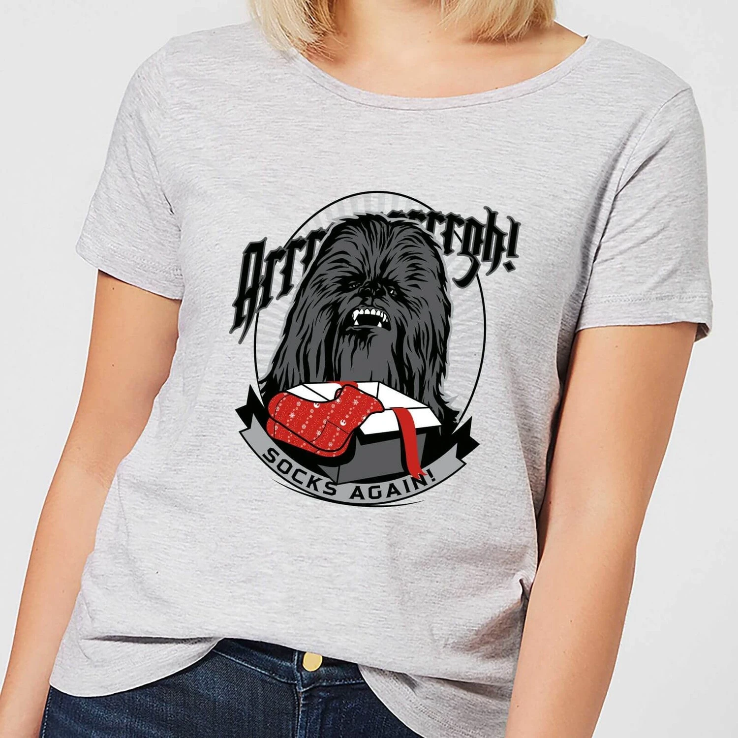 Star Wars Chewbacca Arrrrgh Socks Again Women's Christmas T-Shirt - Grey 3 Star Wars Chewbacca Arrrrgh Socks Again Women's Christmas T-Shirt - Grey