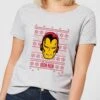 Marvel Iron Man Face Women's Christmas T-Shirt - Grey -Christmas Clothes Store 11963243 2154627064811252