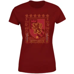 Harry Potter Gryffindor Crest Women's Christmas T-Shirt - Burgundy -Christmas Clothes Store 11963253 1504627065825417