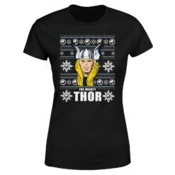 Marvel Thor Face Women's Christmas T-Shirt - Black -Christmas Clothes Store 11963280 1174627067197119