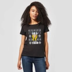 Marvel Thor Face Women's Christmas T-Shirt - Black -Christmas Clothes Store 11963280 8494627067156166