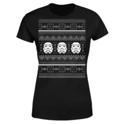 Star Wars Stormtrooper Knit Women's Christmas T-Shirt - Black -Christmas Clothes Store 11963310 7134627068894312