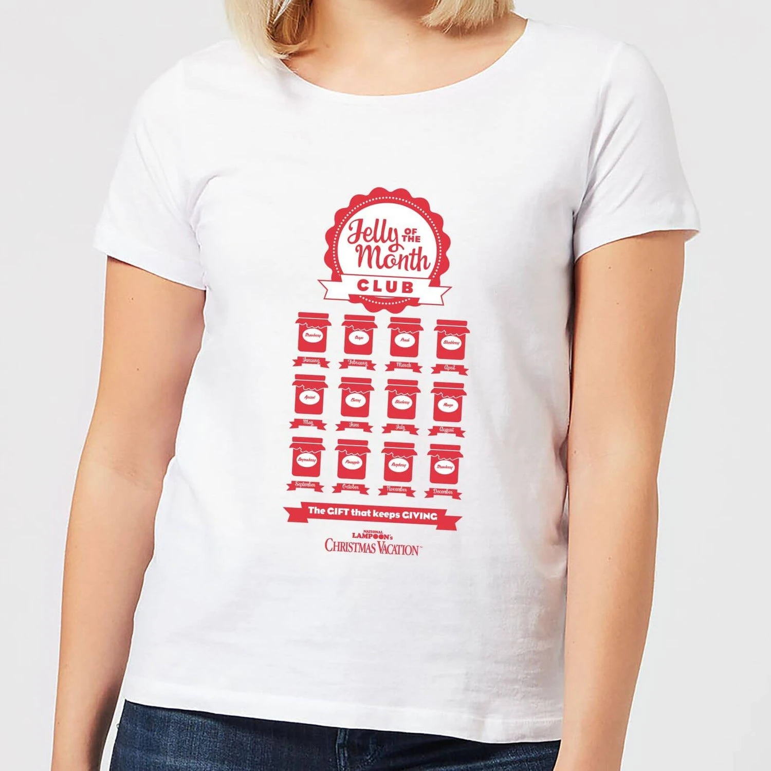 National Lampoon Jelly Of The Month Club Women's Christmas T-Shirt - White 3 National Lampoon Jelly Of The Month Club Women's Christmas T-Shirt - White