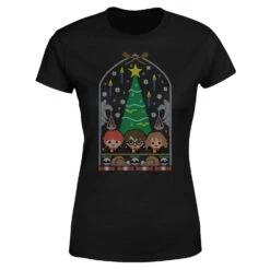 Harry Potter Hogwarts Tree Women's Christmas T-Shirt - Black -Christmas Clothes Store 11963519 1714627058574327
