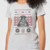 Star Wars Darth Vader Face Knit Women's Christmas T-Shirt - Grey -Christmas Clothes Store 11963529 1764627058626791