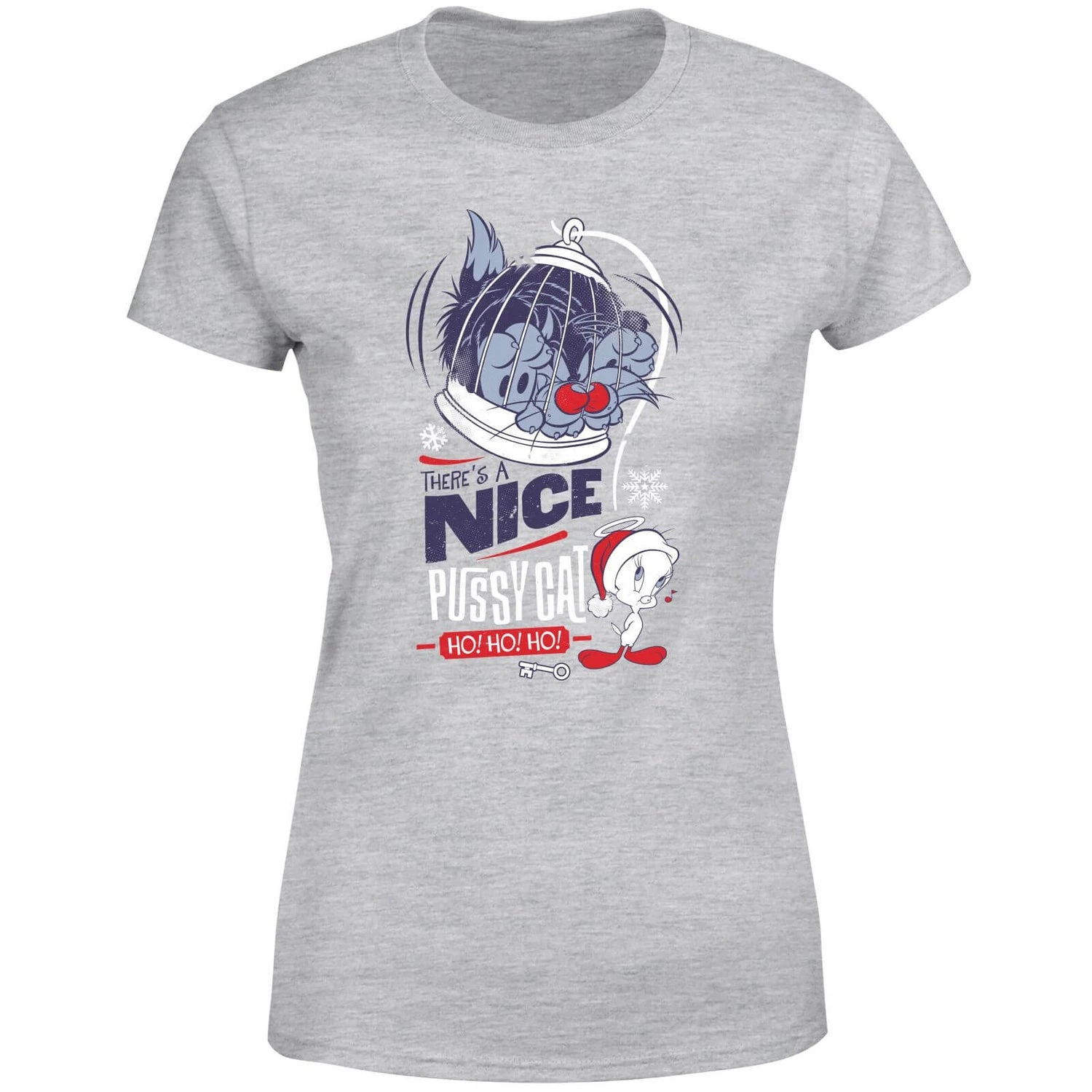 Looney Tunes Tweety Pie Pussy Cat Women's Christmas T-Shirt - Grey 7 Looney Tunes Tweety Pie Pussy Cat Women's Christmas T-Shirt - Grey - Image 5