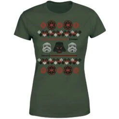 Star Wars Empire Knit Women's Christmas T-Shirt - Forest Green -Christmas Clothes Store 11963627 1994627060745346