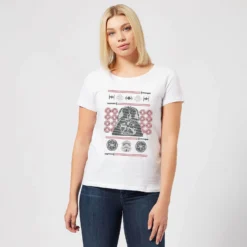 Star Wars Darth Vader Face Knit Women's Christmas T-Shirt - White -Christmas Clothes Store 11963634 1904627060864065