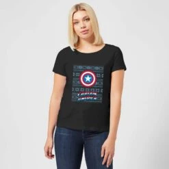 Marvel Captain America Women's Christmas T-Shirt - Black -Christmas Clothes Store 11963678 2044627062554328