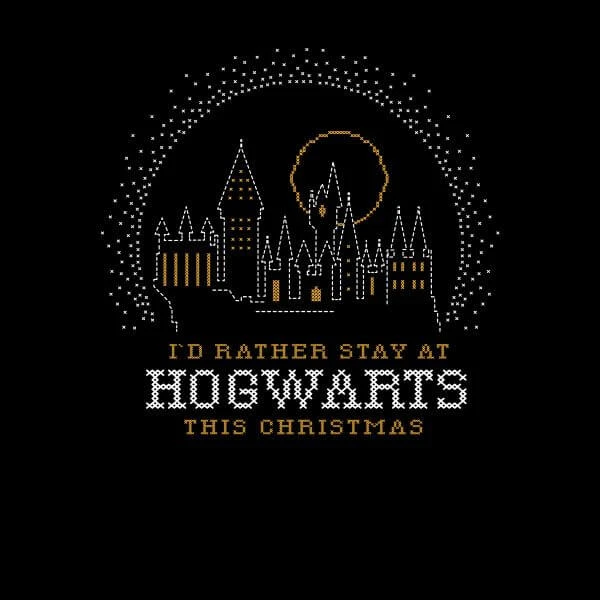Harry Potter I'd Rather Stay At Hogwarts Women's Christmas T-Shirt - Black 4 Harry Potter I'd Rather Stay At Hogwarts Women's Christmas T-Shirt - Black - Image 2