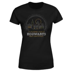 Harry Potter I'd Rather Stay At Hogwarts Women's Christmas T-Shirt - Black 11 Harry Potter I'd Rather Stay At Hogwarts Women's Christmas T-Shirt - Black -Christmas Clothes Store 11963715 1694627064432352