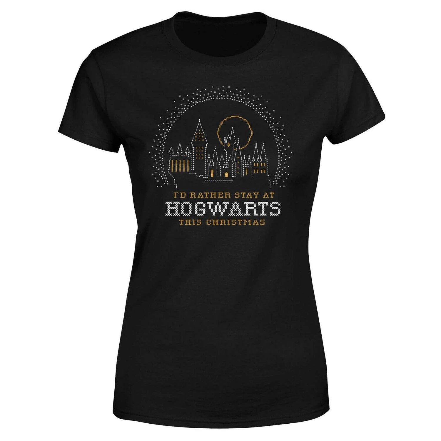 Harry Potter I'd Rather Stay At Hogwarts Women's Christmas T-Shirt - Black 7 Harry Potter I'd Rather Stay At Hogwarts Women's Christmas T-Shirt - Black - Image 5