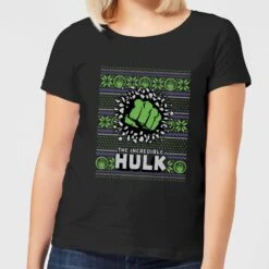 Marvel Hulk Punch Women's Christmas T-Shirt - Black