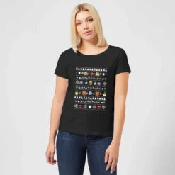 Disney Muppets Pattern Women's Christmas T-Shirt - Black -Christmas Clothes Store 11963775 1584627068054309