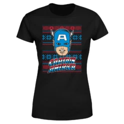 Marvel Captain America Face Women's Christmas T-Shirt - Black -Christmas Clothes Store 11963785 1194627068827349