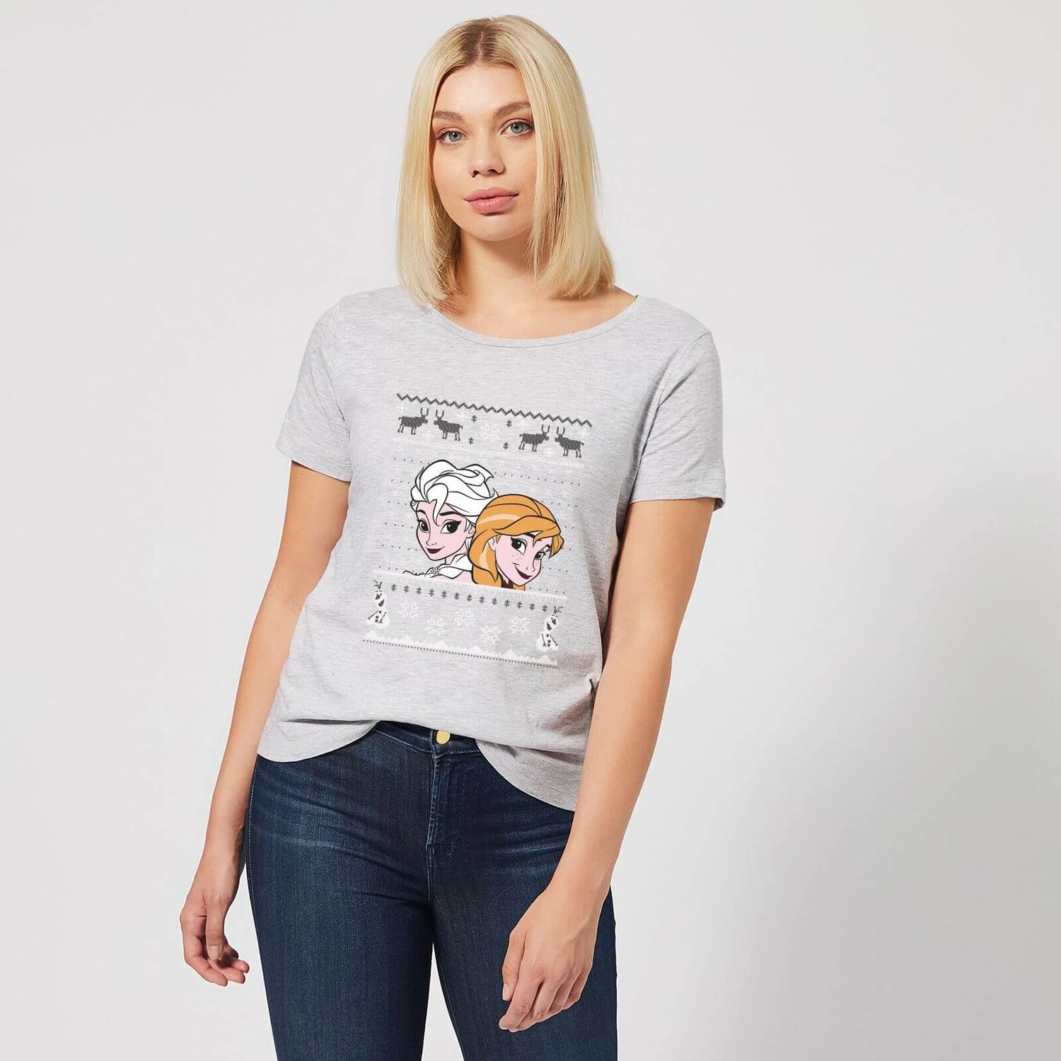 Disney Frozen Elsa And Anna Women's Christmas T-Shirt - Grey 5 Disney Frozen Elsa And Anna Women's Christmas T-Shirt - Grey - Image 3