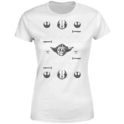 Star Wars Yoda Sabre Knit Women's Christmas T-Shirt - White -Christmas Clothes Store 11963947 8654627078666959