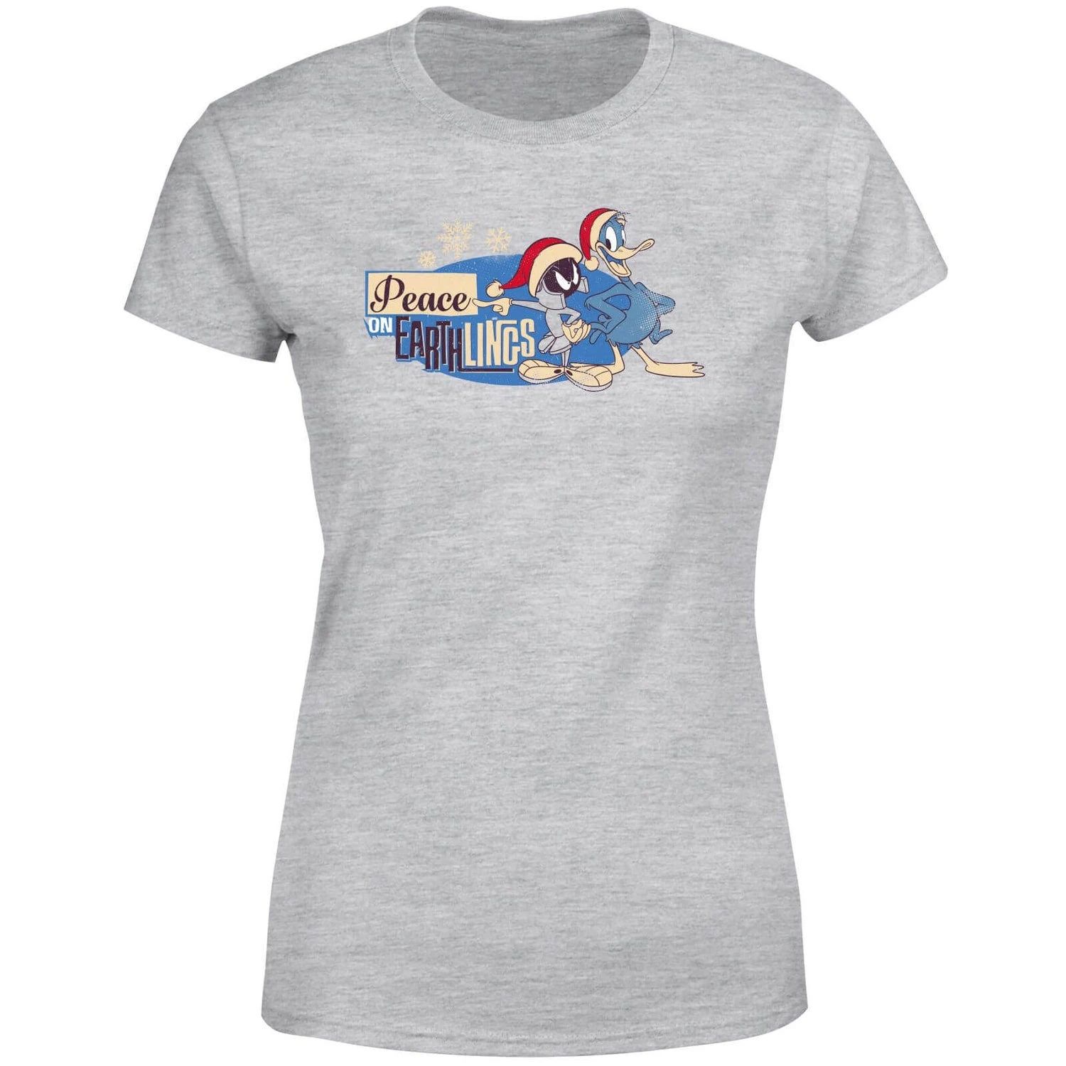 Looney Tunes Peace Among Earthlings Women's Christmas T-Shirt - Grey 7 Looney Tunes Peace Among Earthlings Women's Christmas T-Shirt - Grey - Image 5