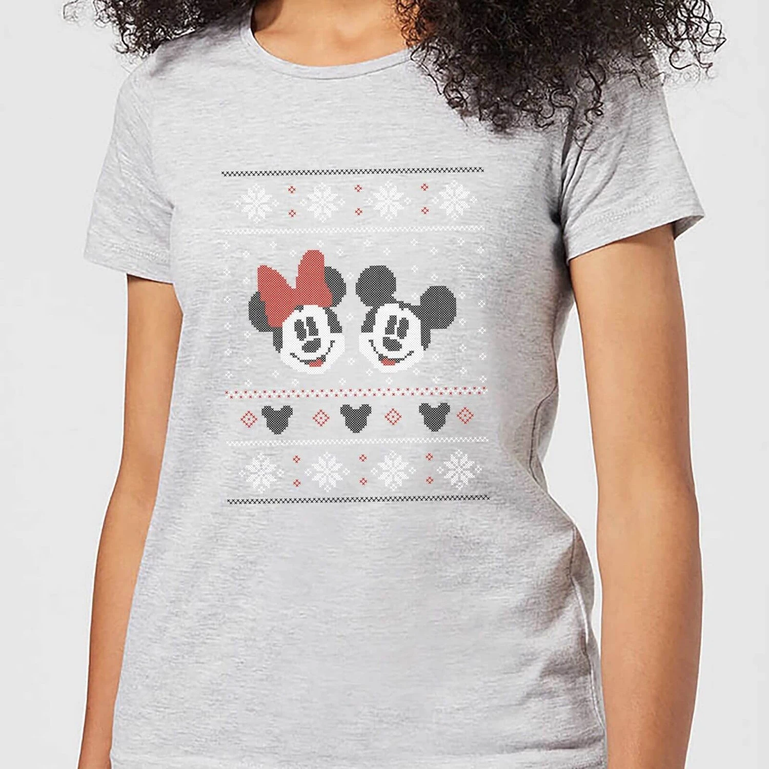 Disney Mickey And Minnie Women's Christmas T-Shirt - Grey 3 Disney Mickey And Minnie Women's Christmas T-Shirt - Grey