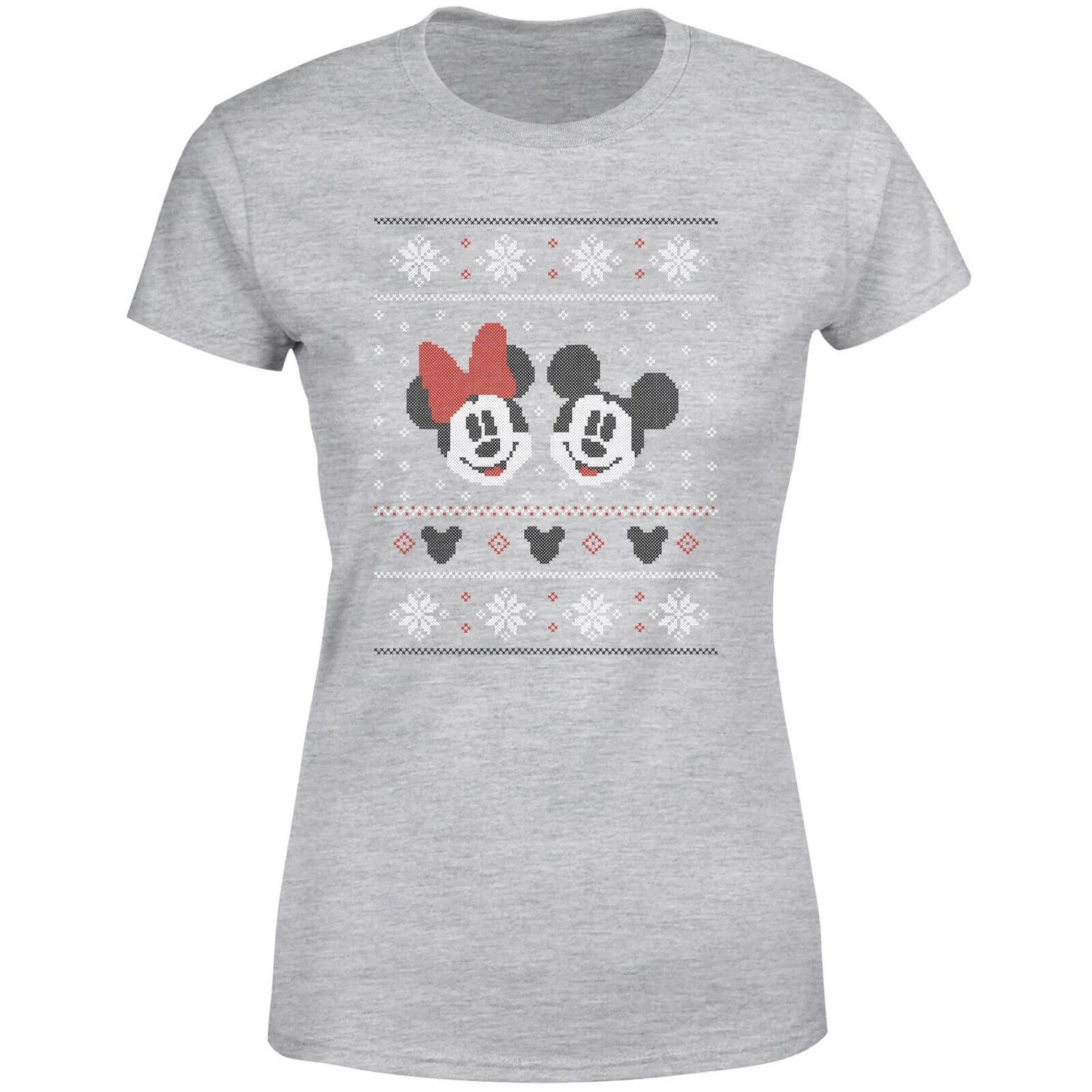 Disney Mickey And Minnie Women's Christmas T-Shirt - Grey 7 Disney Mickey And Minnie Women's Christmas T-Shirt - Grey - Image 5