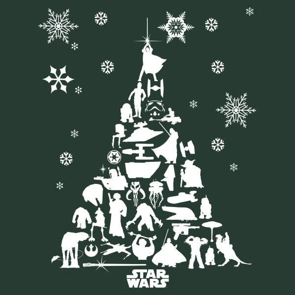 Star Wars Character Christmas Tree Women's Christmas T-Shirt - Forest Green 4 Star Wars Character Christmas Tree Women's Christmas T-Shirt - Forest Green - Image 2
