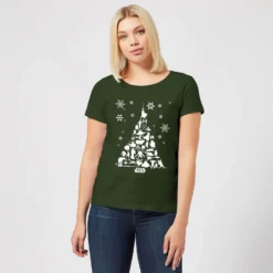 Star Wars Character Christmas Tree Women's Christmas T-Shirt - Forest Green 9 Star Wars Character Christmas Tree Women's Christmas T-Shirt - Forest Green -Christmas Clothes Store 11964069 1654627059341766