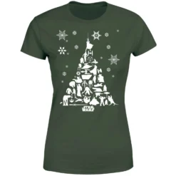 Star Wars Character Christmas Tree Women's Christmas T-Shirt - Forest Green 11 Star Wars Character Christmas Tree Women's Christmas T-Shirt - Forest Green -Christmas Clothes Store 11964069 2024627059463293