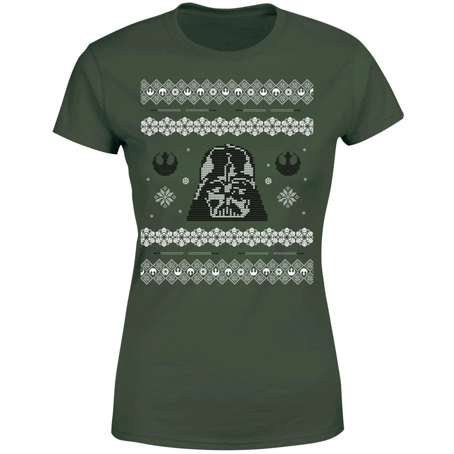 Star Wars Darth Vader Knit Women's Christmas T-Shirt - Forest Green 7 Star Wars Darth Vader Knit Women's Christmas T-Shirt - Forest Green - Image 5