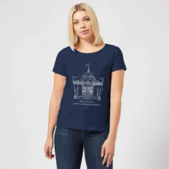 Disney Mary Poppins Carousel Sketch Women's Christmas T-Shirt - Navy -Christmas Clothes Store 11964117 1234627061850036