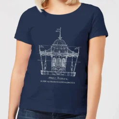Disney Mary Poppins Carousel Sketch Women's Christmas T-Shirt - Navy