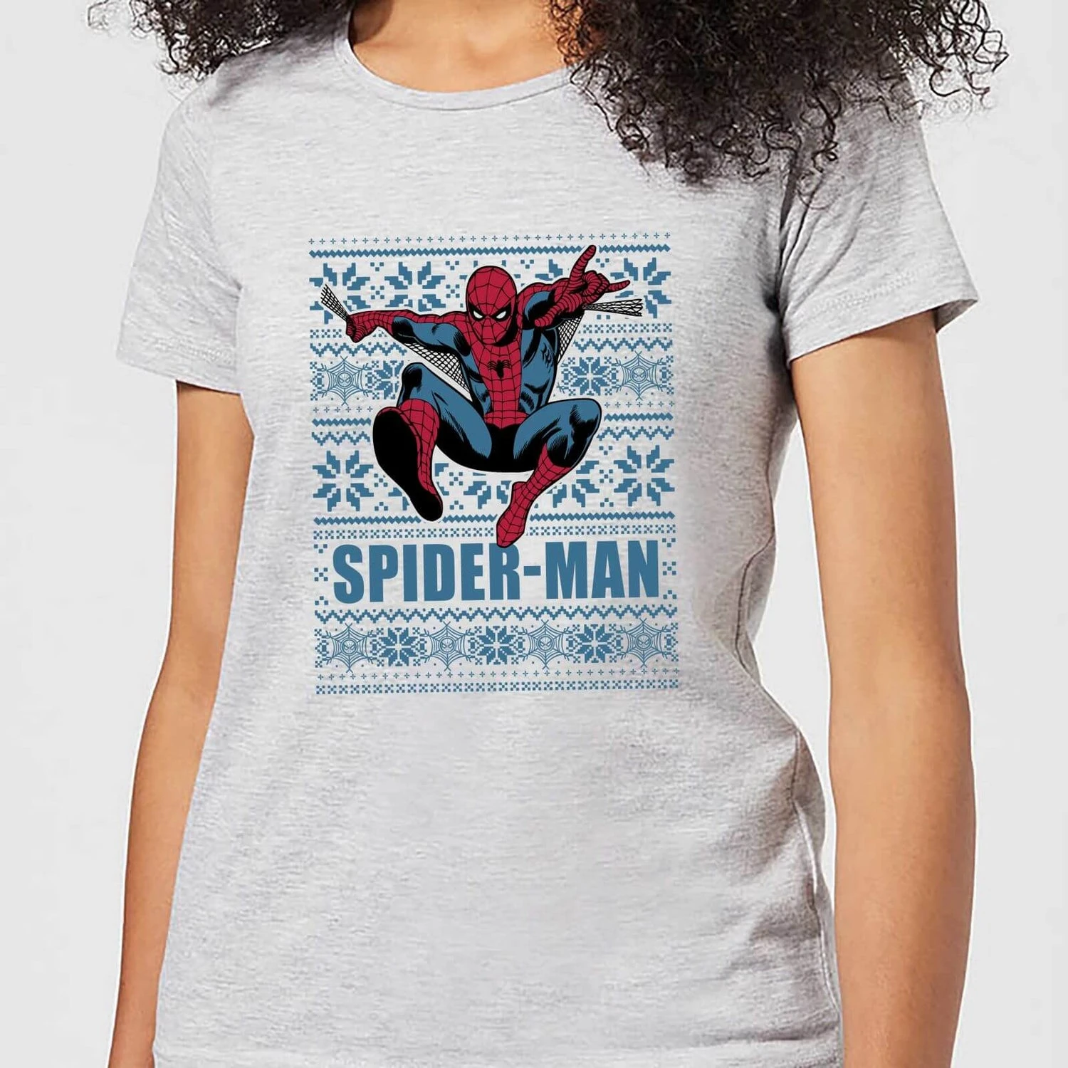 Marvel Spider-Man Women's Christmas T-Shirt - Grey 3 Marvel Spider-Man Women's Christmas T-Shirt - Grey