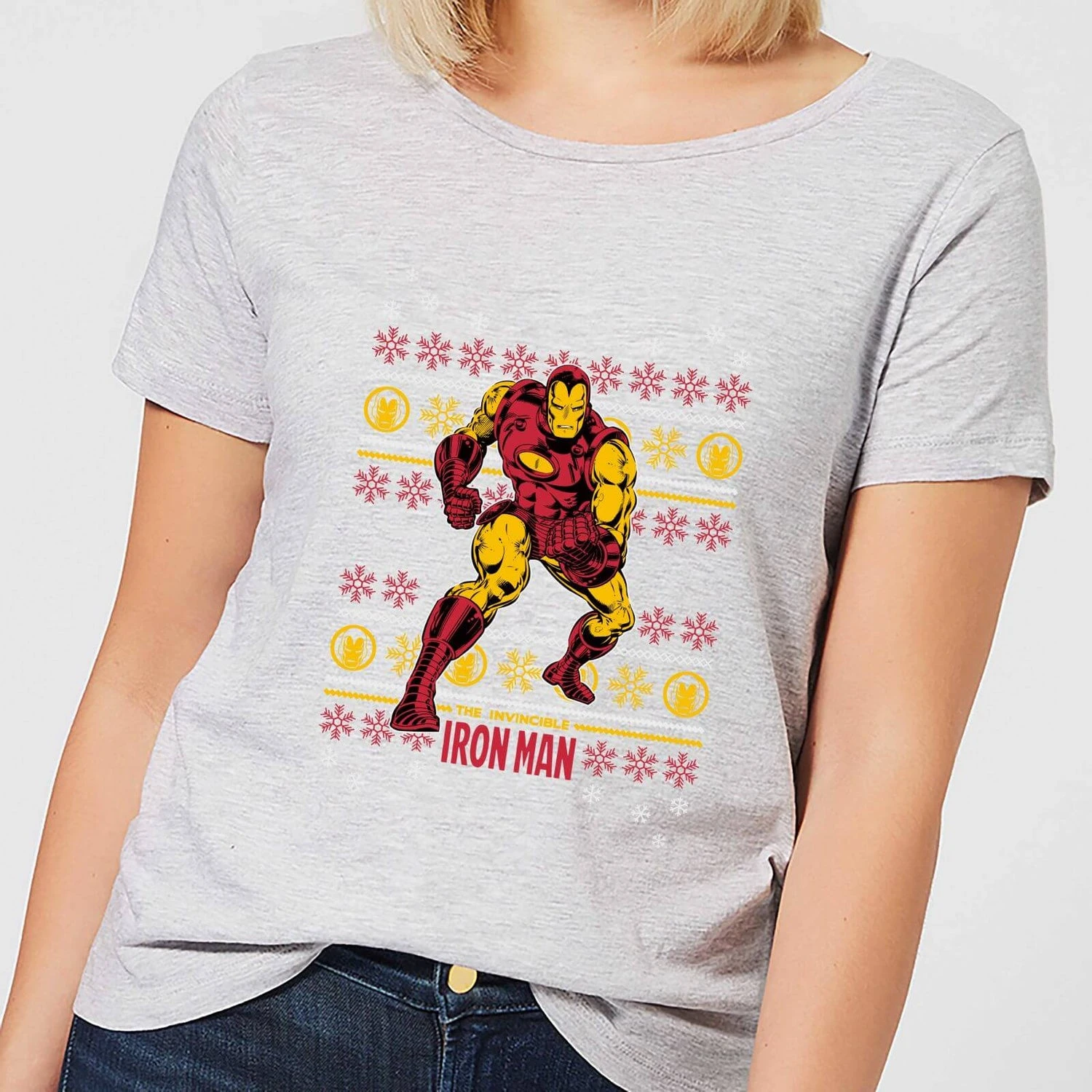 Marvel Iron Man Women's Christmas T-Shirt - Grey 3 Marvel Iron Man Women's Christmas T-Shirt - Grey