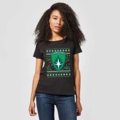 Marvel Guardians Of The Galaxy Badge Pattern Christmas Women's Christmas T-Shirt - Black 9 Marvel Guardians Of The Galaxy Badge Pattern Christmas Women's Christmas T-Shirt - Black -Christmas Clothes Store 11964191 1084627065004734