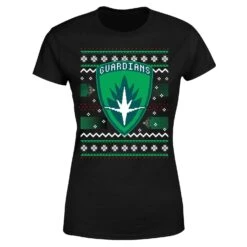 Marvel Guardians Of The Galaxy Badge Pattern Christmas Women's Christmas T-Shirt - Black 11 Marvel Guardians Of The Galaxy Badge Pattern Christmas Women's Christmas T-Shirt - Black -Christmas Clothes Store 11964191 1314627065361995