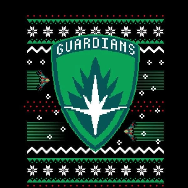 Marvel Guardians Of The Galaxy Badge Pattern Christmas Women's Christmas T-Shirt - Black 4 Marvel Guardians Of The Galaxy Badge Pattern Christmas Women's Christmas T-Shirt - Black - Image 2