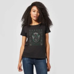 Harry Potter Slytherin Crest Women's Christmas T-Shirt - Black -Christmas Clothes Store 11964211 1734627066211895