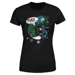 DC COMICS DC Superman Peace On Earth Women's Christmas T-Shirt - Black -Christmas Clothes Store 11964231 1874627067232168