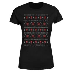 Marvel Deadpool Faces Women's Christmas T-Shirt - Black -Christmas Clothes Store 11964278 2074627069692969