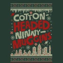 Elf Cotton-Headed-Ninny-Muggins Knit Women's Christmas T-Shirt - Forest Green -Christmas Clothes Store 11964312 3864627071472680
