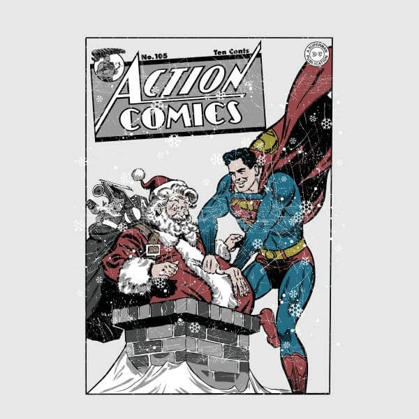 DC COMICS DC Superman Action Comics Women's Christmas T-Shirt - Grey 4 DC COMICS DC Superman Action Comics Women's Christmas T-Shirt - Grey - Image 2