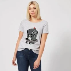 Star Wars Happy Holidays Droids Women's Christmas T-Shirt - Grey -Christmas Clothes Store 11964390 2134627076392215